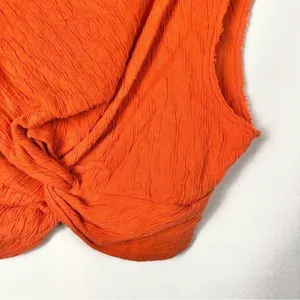Free‎ People Bright Orange Twist Front Cropped Short Sleeve L thumbnail 4