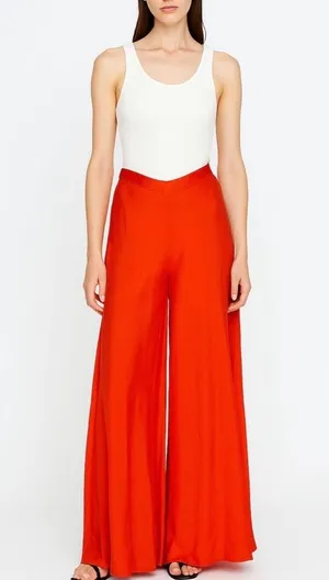 Wayne 100% silk straight leg trousers NEW thumbnail 1