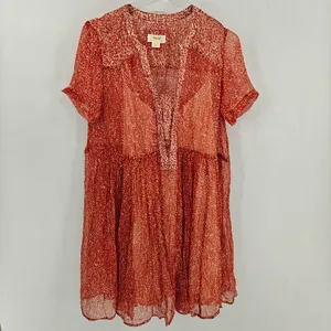 Maeve Anthropologie Adrian Sheer Tunic Dress‎ in dark orange. Size S. thumbnail 3