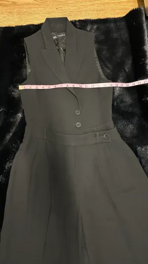 ZARA Black Sleeveless Oversized Vest Jumpsuit thumbnail 4