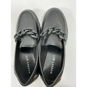 Womans Excellent Madden Girl Hoxxtonn Chunky Platform Chain Loafers 7.5 M Black thumbnail 5