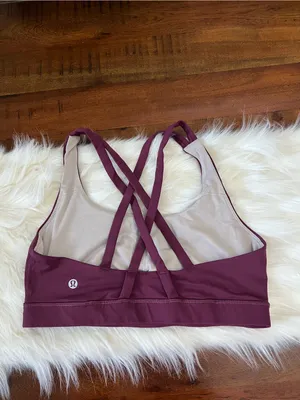 Lululemon Energy Bra Size 8 Plum Purple Strappy Back Medium Support thumbnail 2