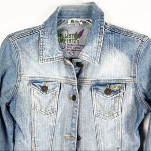 HOLLISTER Surf 1972 Light Wash Distressed Jean Jacket, Size Small thumbnail 5