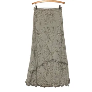 Vintage Y2K Large‎ Long Skirt Gray Embroidered Classic 90 Normcore Maxi Academia thumbnail 4