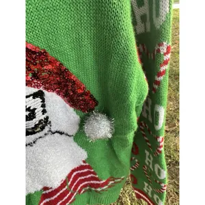 Joe Boxer Women's Size‎ Large Fun Holiday Santa Sweater With Sequin thumbnail 5