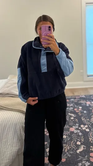Athleta Navy and Blue Quarter Snap Fleece Size Medium thumbnail 1