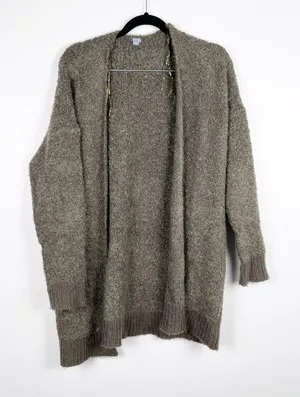 Aerie Women Green Knit Open Front Cardigan Sweater XS/S Longline Textured Pocket thumbnail 1