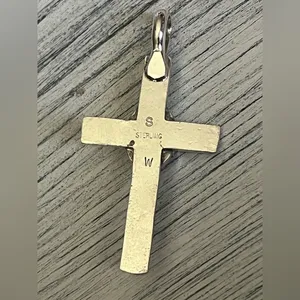 Handmade Sterling Silver Turquoise Cross Pendant | Southwest Artisan | 7.47g thumbnail 3