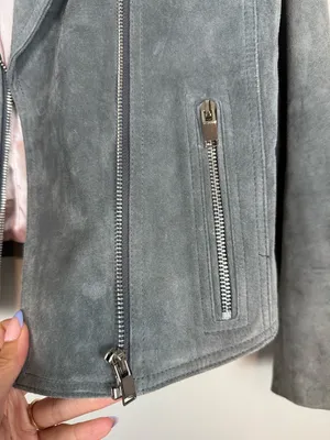 Doma Gray Suede Moto Jacket Size Small thumbnail 8
