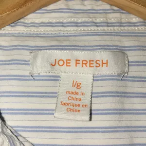 Joe Fresh striped button down dress shirt size large blue white stripe cotton thumbnail 8