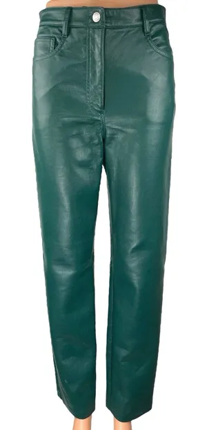 Aritzia Wilfred The Melina Faux Leather Green Women's Straight Casual Pants 4 thumbnail 1