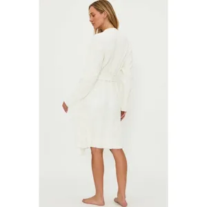 BEACH RIOT Rinna Chenille Robe Cream Cable Knit Belted Pockets X-Small Small thumbnail 8