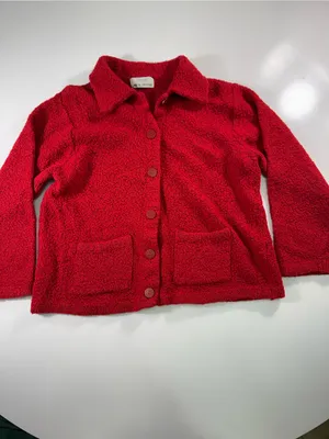 Knitworks Women's Red Button Front Sweater Size L thumbnail 2