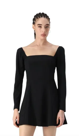 NWT Abercrombie & Fitch portrait day dress black sz L‎ thumbnail 1