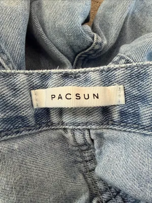 PacSun Light Blue Floral Paint Wide-Leg Jeans thumbnail 3