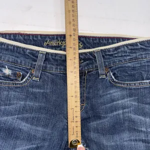 American Eagle Outfitters Vintage Y2K Hipster Flare Festival Blue‎ Jeans Size 2R thumbnail 7