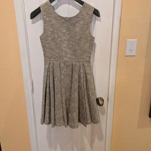 Anthropologie Paper Crown "Parkside" Sparkle Tweed Pleated Fit & Flare Dress S thumbnail 6