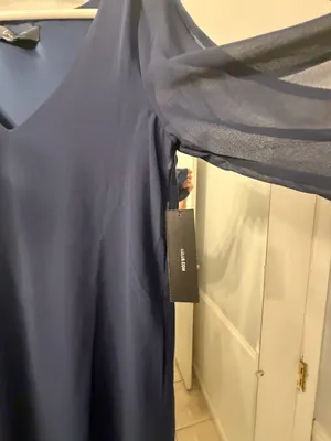 Lulu’s Navy V-Neck Women's Sheer Sleeve Dress thumbnail 3