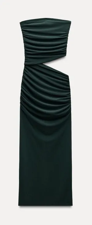 Zara Woman’s Draped Cut-Out Strapless Dress Size Large thumbnail 1