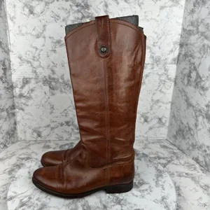 FRYE Womens Vintage Melissa Button Tall Riding Boots Size 7 Brown Cognac Leather thumbnail 3