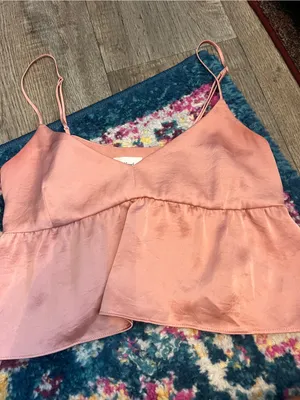 Wilfred Rust Pink Satin Peplum Cami Top thumbnail 7