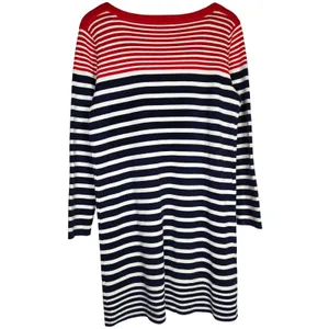 Joules‎ Knitwear Womens Striped Long Sleeve Sweater Dress Pockets Red Navy thumbnail 2