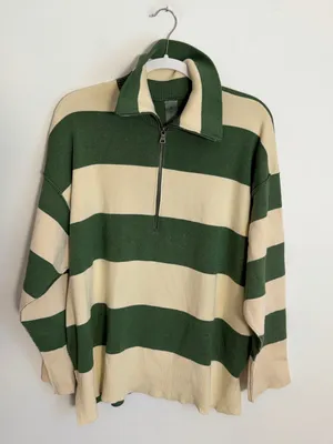 As Revival Green Striped Quarter Zip Women's sweater size small thumbnail 1