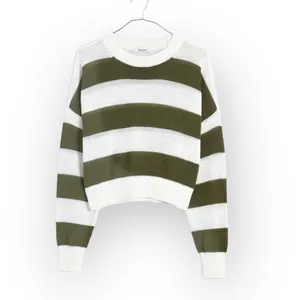 J.Crew Loose-Knit Crewneck Sweater Women's Small Off White Green Long Sleeve NWT thumbnail 12