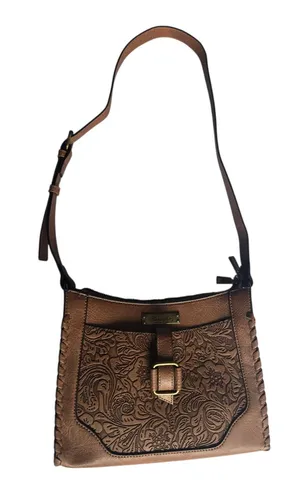 Stylish Tooled‎ Shoulder Crossbody Bag Adustable Strap Intricate Floral Embossed thumbnail 1