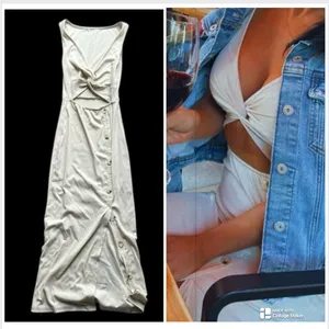 Amazon Nude Cutout Knotted Midi Dress size Large thumbnail 2