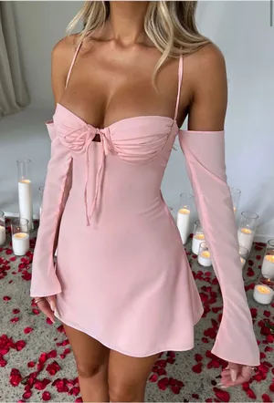 Babyboo NEW Fiona Mini Dress Blush Pink Size XS NWT thumbnail 1