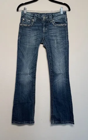 Y2K Miss Me Bootcut Jeans Size 26 with Embellished Back Pockets thumbnail 1