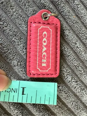 Coach Red Leather Silver Embossed Rare 2” Fob Hang tag Charm Keychain Bag Purse thumbnail 5
