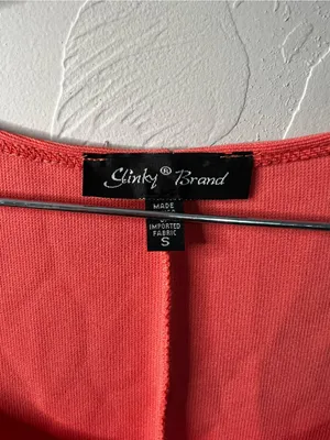 Slinky Brand Coral Orange Sleeveless Midi Dress Casual Resort Summer thumbnail 5