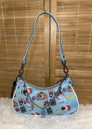 Von Dutch Blue Jax Shoulder Bag Y2K Eye Print Charm Chain Purse NWT Rare thumbnail 1