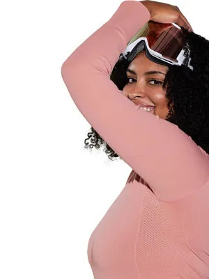 HALFDAYS Johnson Base Layer Top Mock Neck Pink Sz Small thumbnail 3