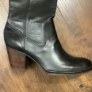 Frye Rory Scrunch Black Leather Knee-High Boots thumbnail 6