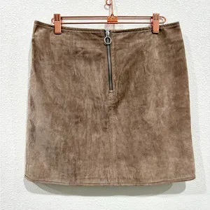 Blank NYC Suede Leather Mini Skirt Size 27 Brown Zip Front Boho Western Chic thumbnail 2
