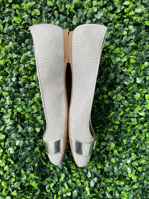Michael Kors Silver Quilted-Trim Ballet Flats thumbnail 4