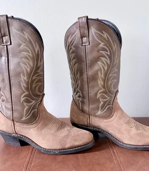 Laredo Two-Tone Brown Suede & Leather Cowboy Boots thumbnail 1