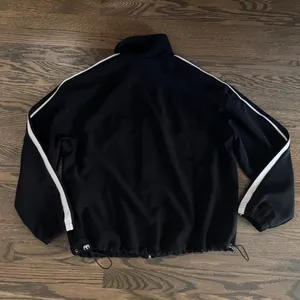 Athleta black and cream cinchable adjustable zip up track jacket thumbnail 9