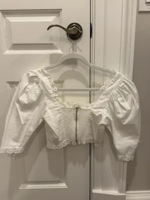 White Milkmaid Crop Top Adjustable Sleeves thumbnail 5