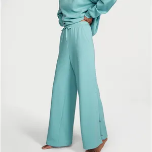 New VICTORIA'S‎ SECRET Cotton Fleece Wide-Leg Snap Lounge Pants thumbnail 3