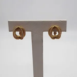 Vintage Avon Gold Tone Double Layer Round Clip-On Earrings thumbnail 1
