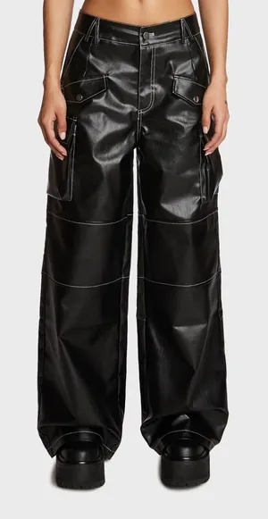 Edikted Faye Faux Leather‎ Cargo Pants thumbnail 1