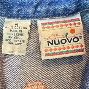 Vintage Cropped Embroidered Denim Jacket Southwestern‎ Boho Medium thumbnail 2