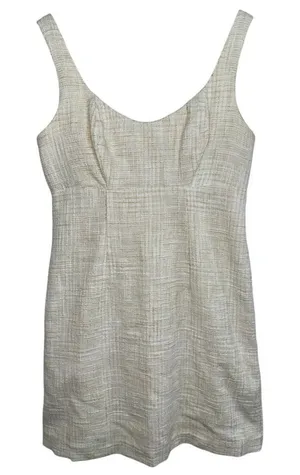 Abercrombie & Fitch Cream Beige Tweed Sleeveless Mini Dress Womens Size S Petite thumbnail 1