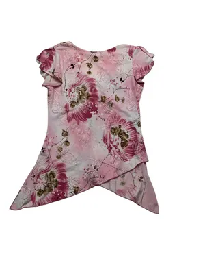 y2k la khaki size large Pink Floral Asymmetrical Women’s Top short sleeve fairy thumbnail 9