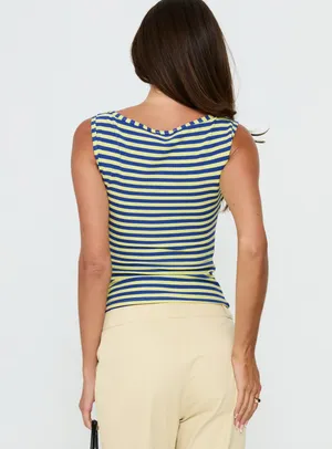 NWT Princess Polly Arivelle Tank Top Blue / Yellow Stripe thumbnail 2
