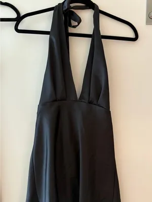Zara Blogger Favorite Satin Effect Black Dress Small thumbnail 4